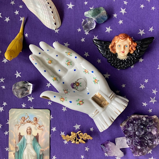 22小花紋のポーセリンハンドトレイA